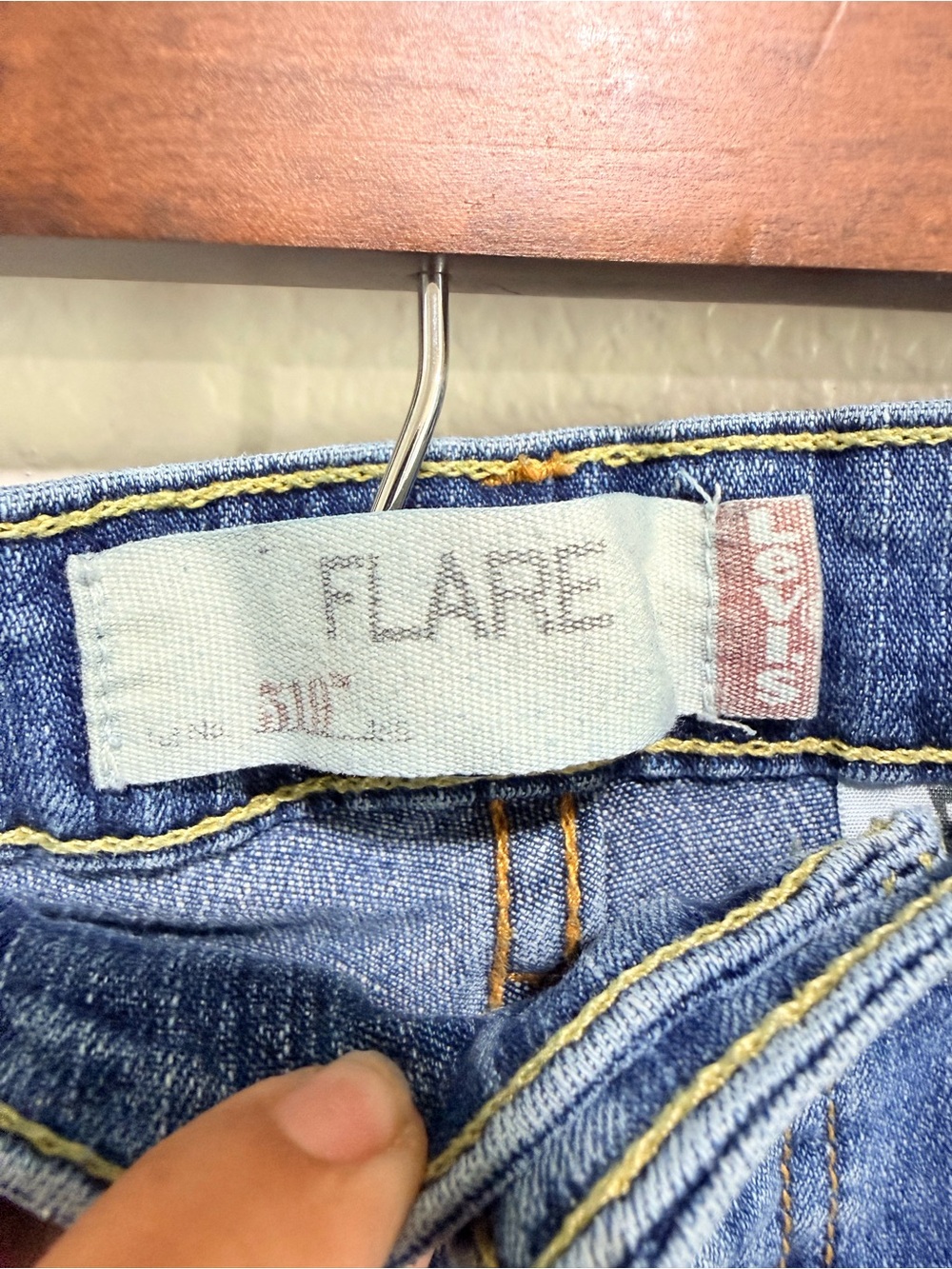 Vintage Levi's 519 Blue flare Denim Jeans with Red Rose & Wing size 11 Women’s - Picture 10 of 15